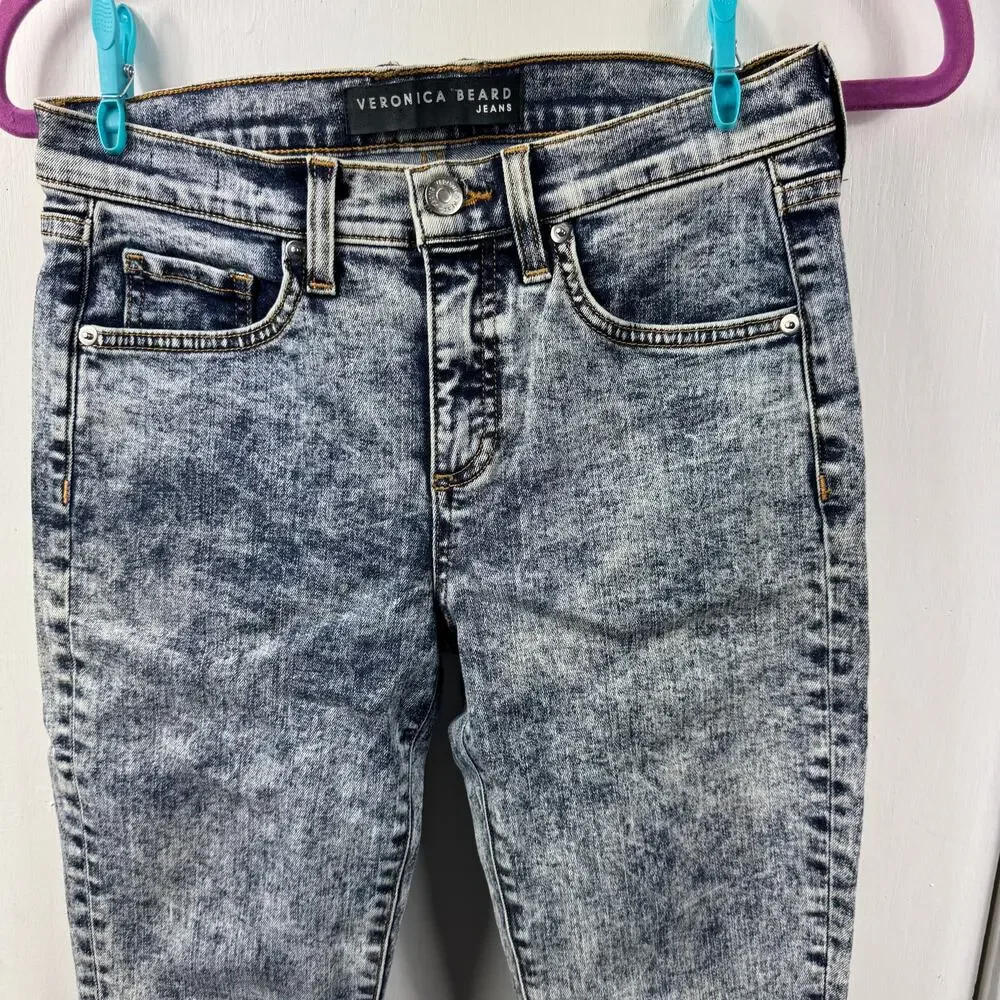 Veronica Beard Brooke Skinny Jeans Acid Wash Mid Rise 26 / 2 Made in USA